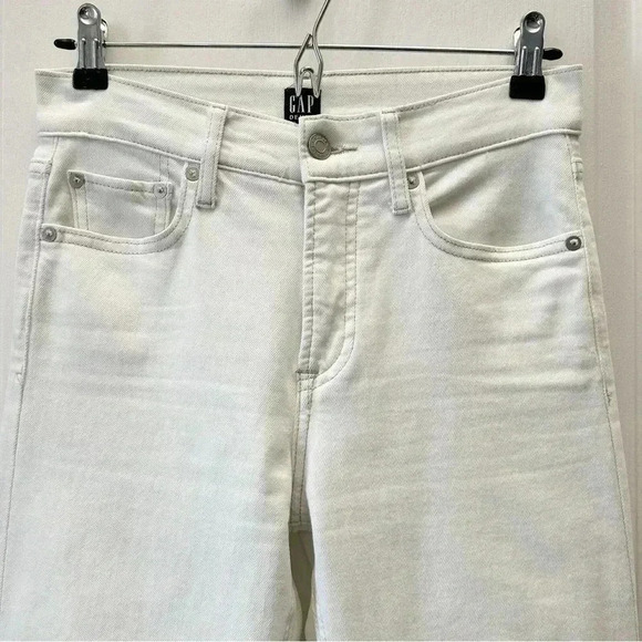 Gap Cheeky Straight Leg Jeans High  Rise Ankle Cropped Denim Off White Size 25 - Picture 6 of 16
